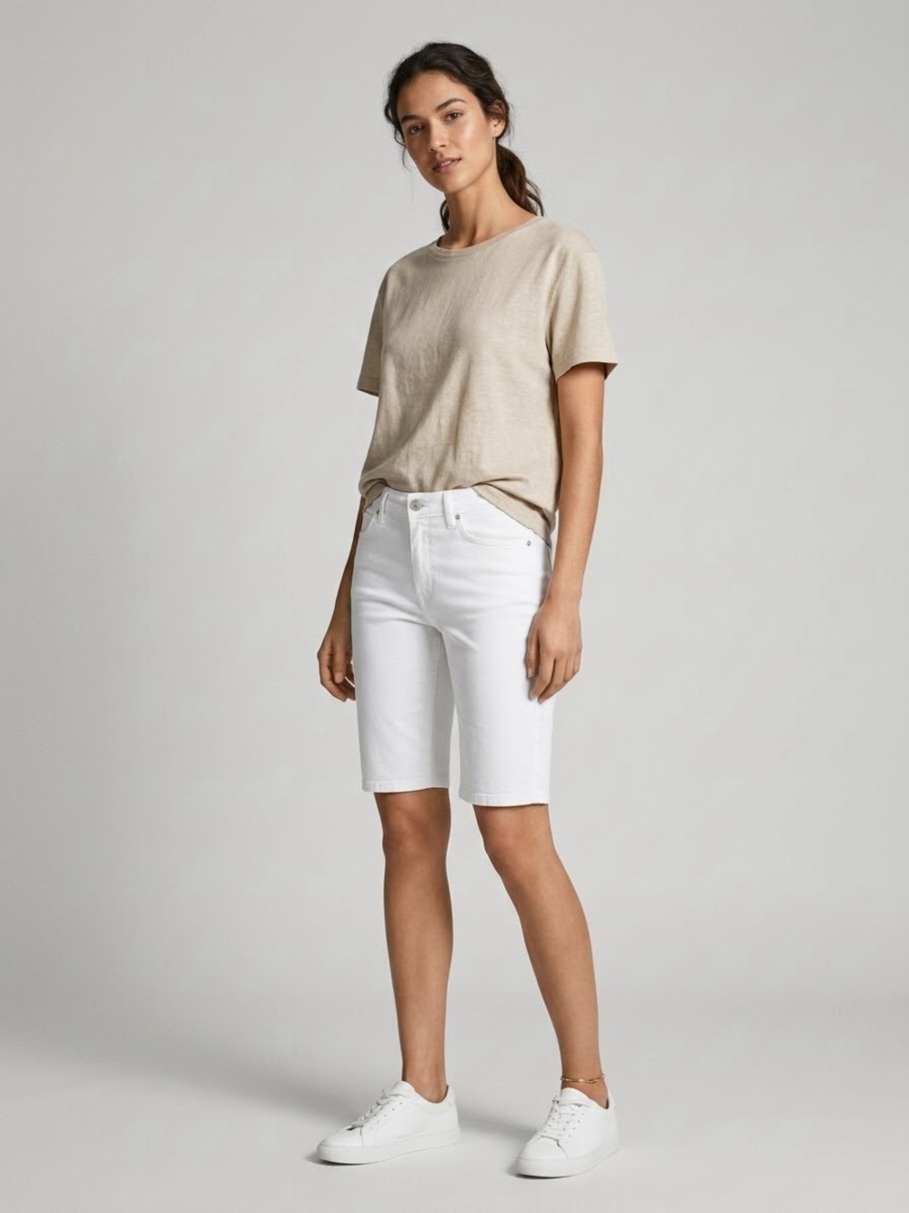 Mango White Bermuda Shorts with Clean Tailoring